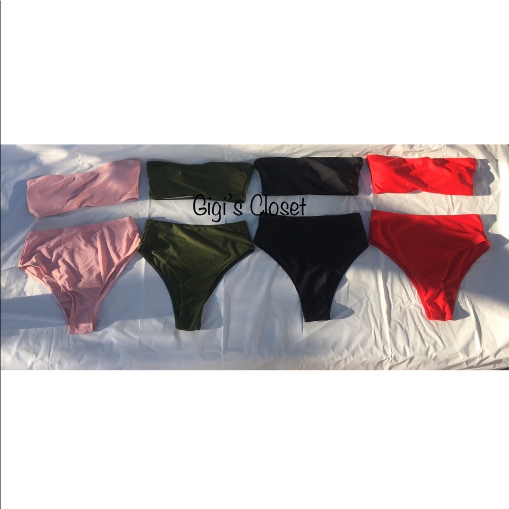 Bandeau Bikini High Waisted GREEN - Picture 5 of 8